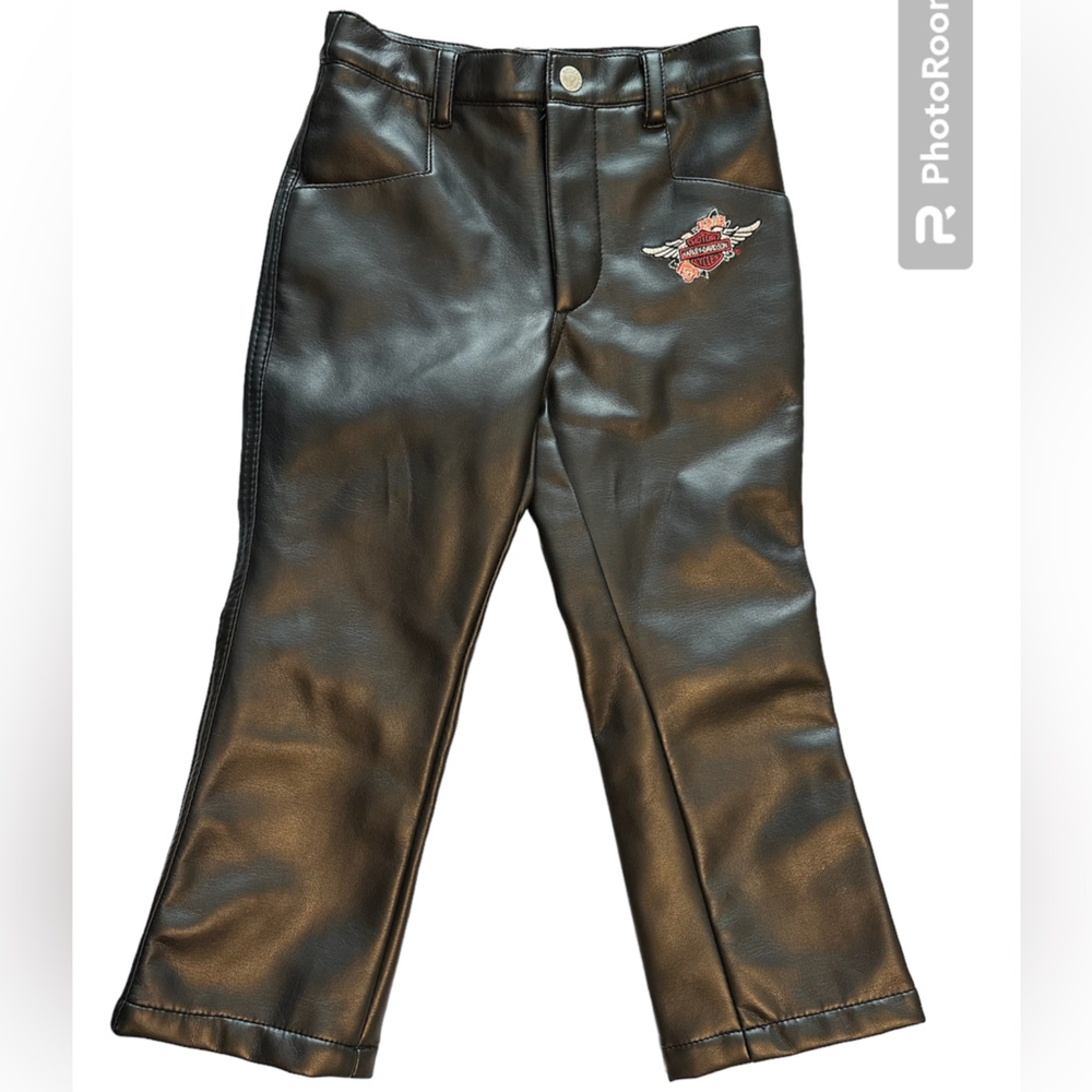 Harley-Davidson Girls Faux Leather Embroidered Pant - Size 4